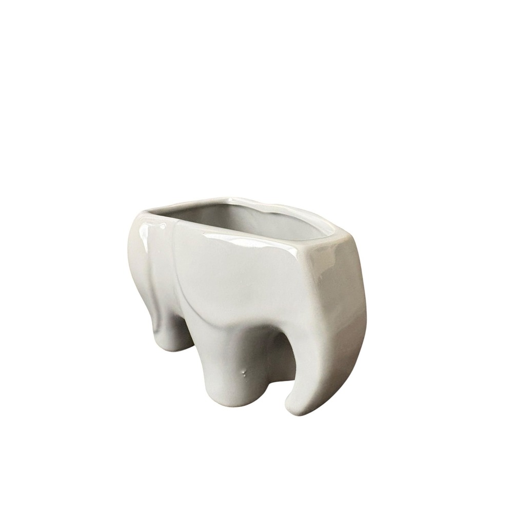 Ceramic Elephant Succulent Planter Gray Modern Pot 5" Small Planter Decor